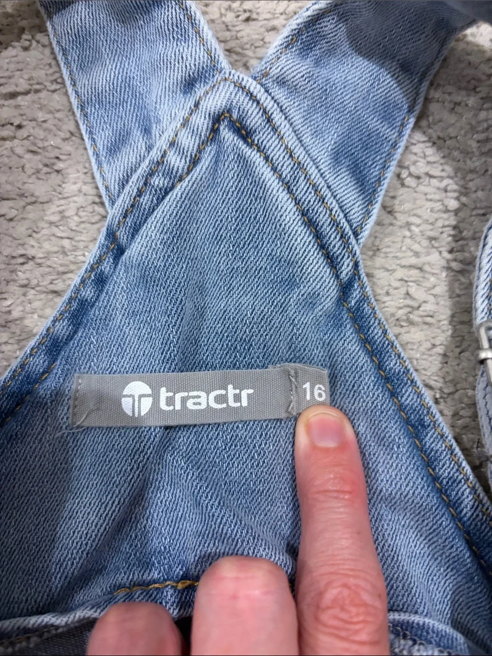 Tractr Light Blue Denim Crochet Accent Short Overalls