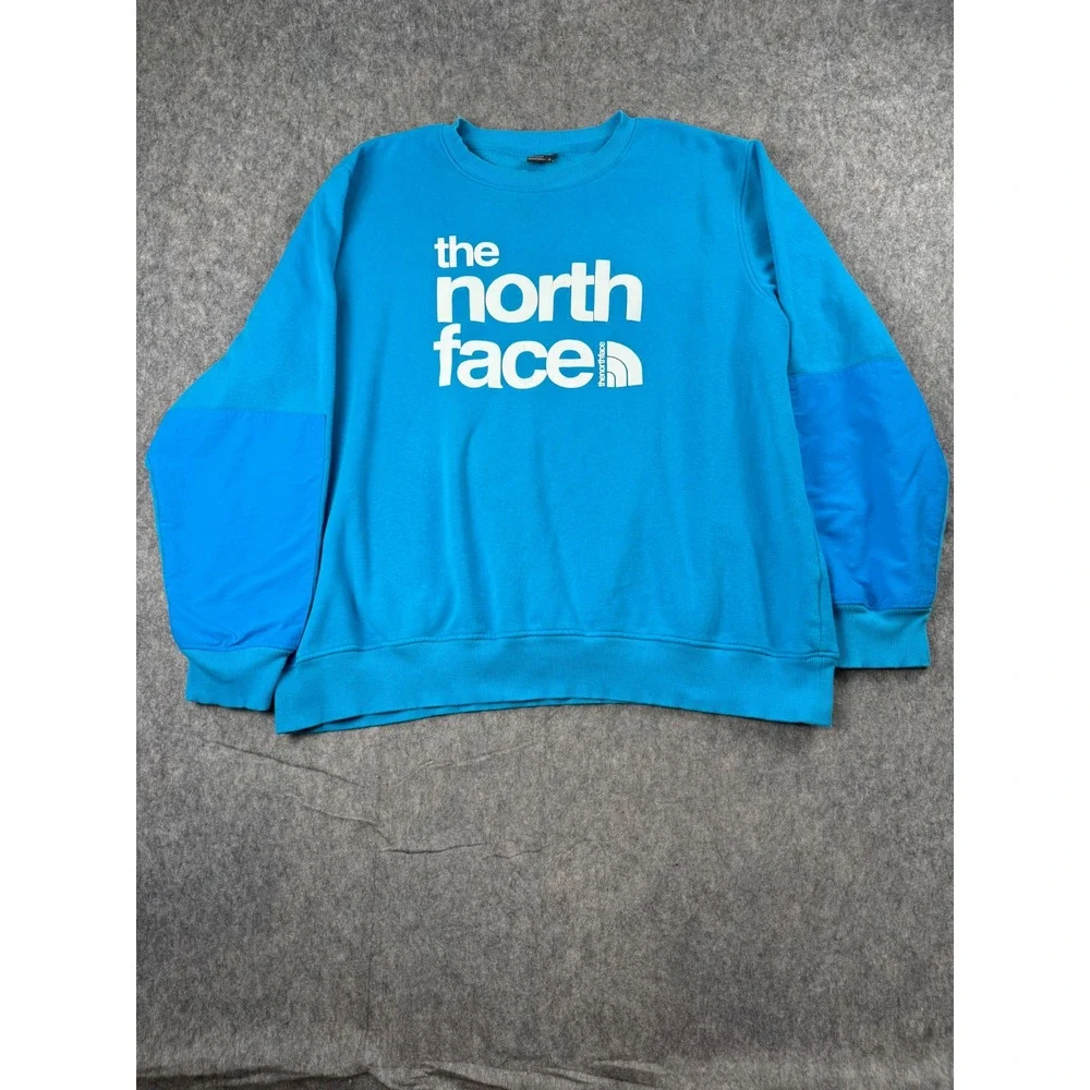 The North Face Sweatshirt Mens XXL Blue Cotton Fleece Pullover Logo Gorpcore XXL