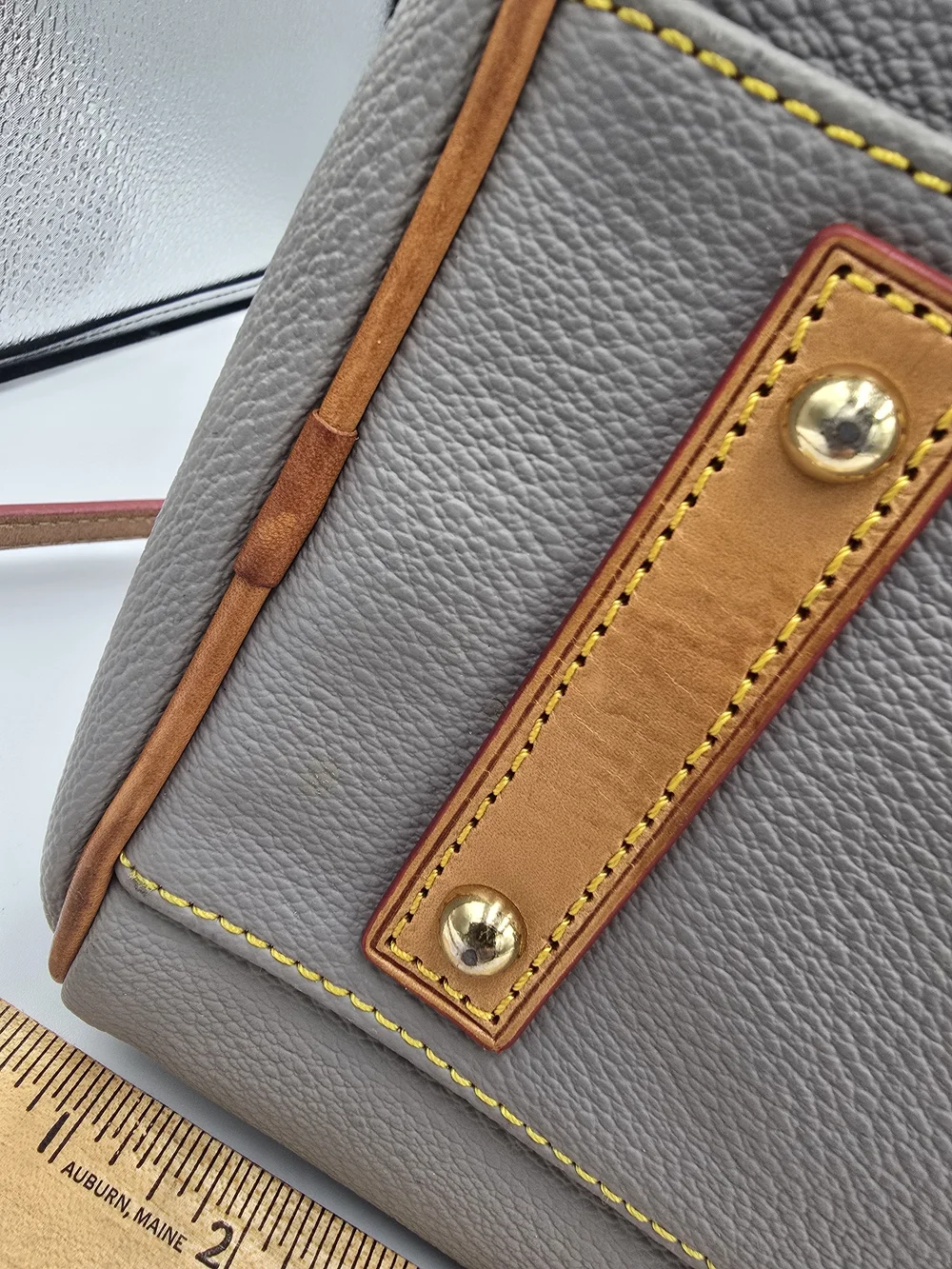DOONEY & BOURKE Carley Olivia Satchel Grey Coated Cotton Barrel Bag Crossbody