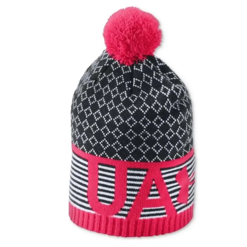 Under Armour Girls Black-Pink-Pom hat.‎