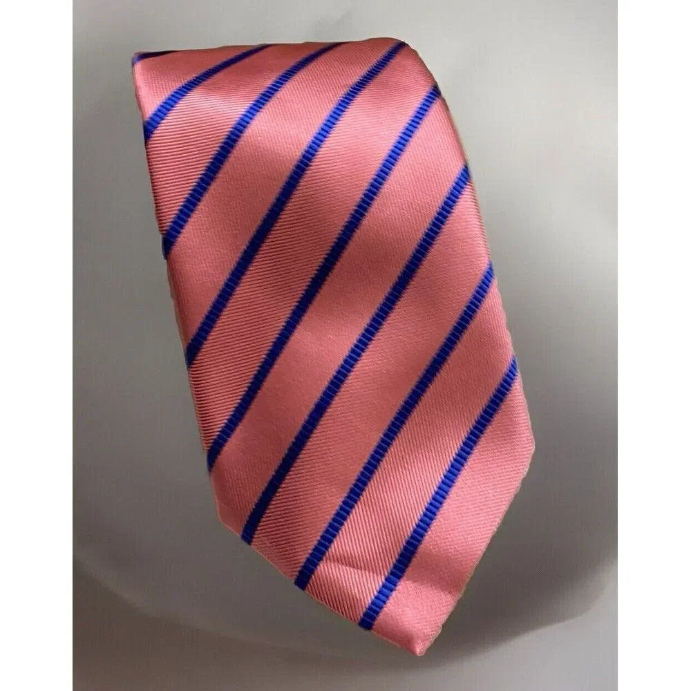 HUGH PARSONS‎ 100% Silk Tie Made in Italy Pink & Royal Blue 59