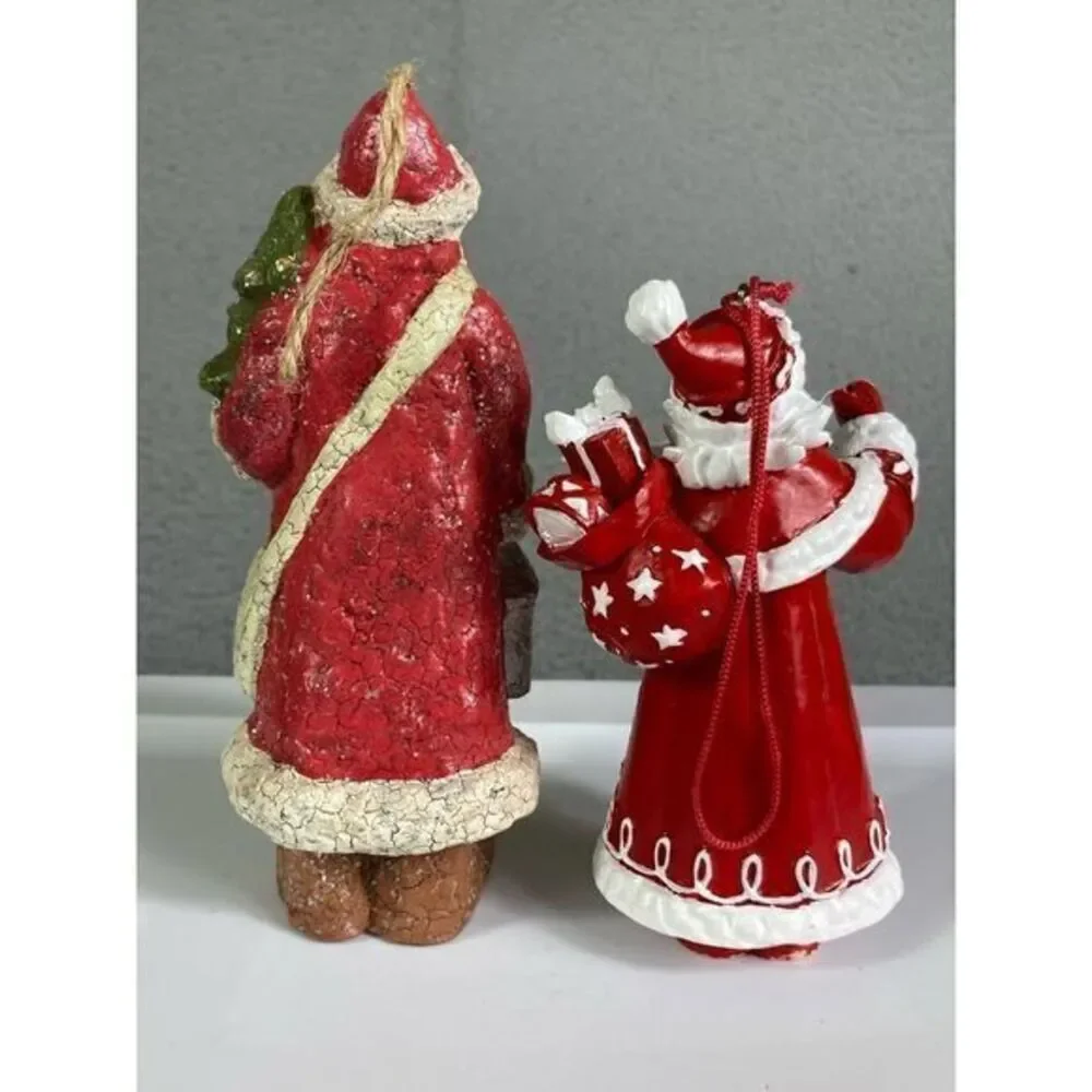 Vintage Late ’80s-Early ’90s Santa‎ Claus Ornament Lot (Set of 2) Crackle Finish