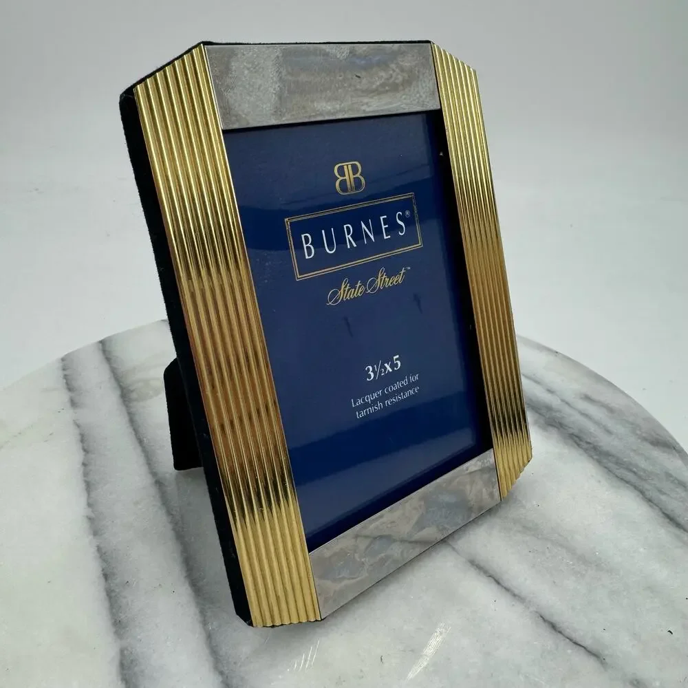Burnes 3.5 X 5 gold and Silver Ornate Art deco Picture Frame