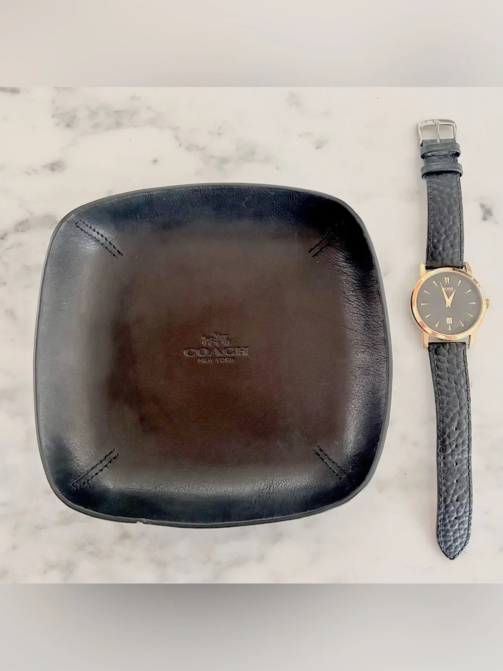 Coach Leather 7inch Black tray- vintage