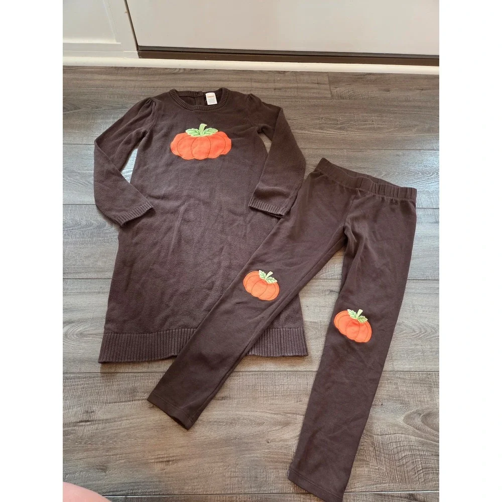Gymboree girls‎ dress/leggings pumpkin lot size 7