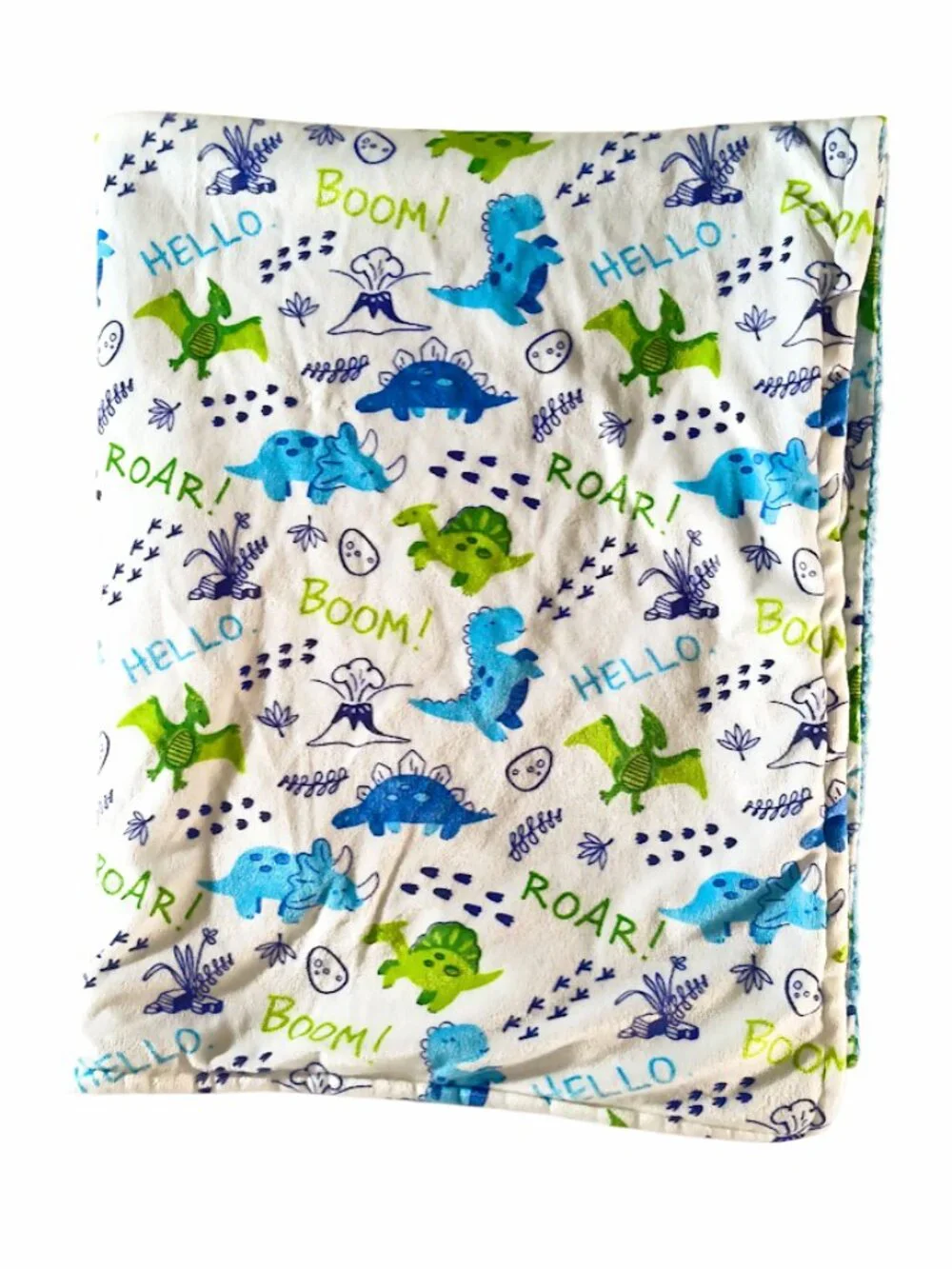 Le Bebe Favorite Dinosaur Roar Blue Sherpa Security Lovey Blanket 32