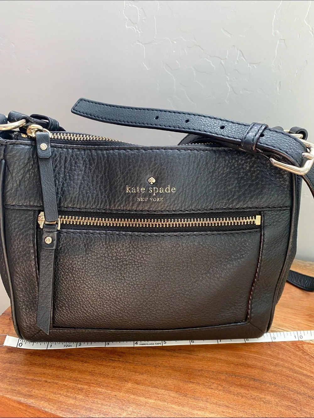 kate spade Black Pebbled Leather Crossbody with Gold Hardware
