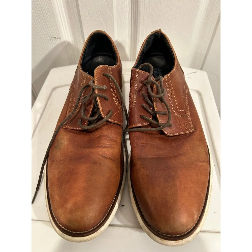 Johnston & Murphy McGuffey Plain Toe Mens Size 9 Brown Leather Hybrid Oxford