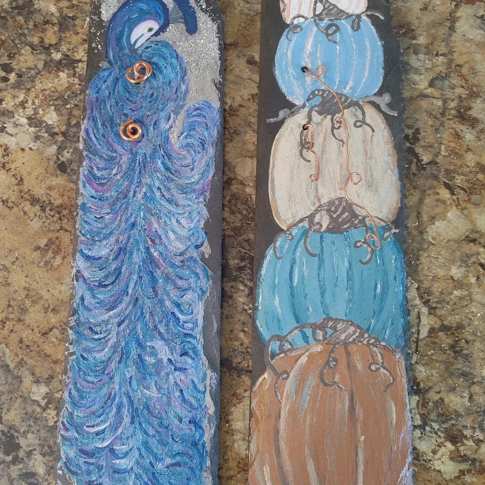 Handcrafted Handpainted Slate Pumpkin Harvest Autumn Decoration Hanging …