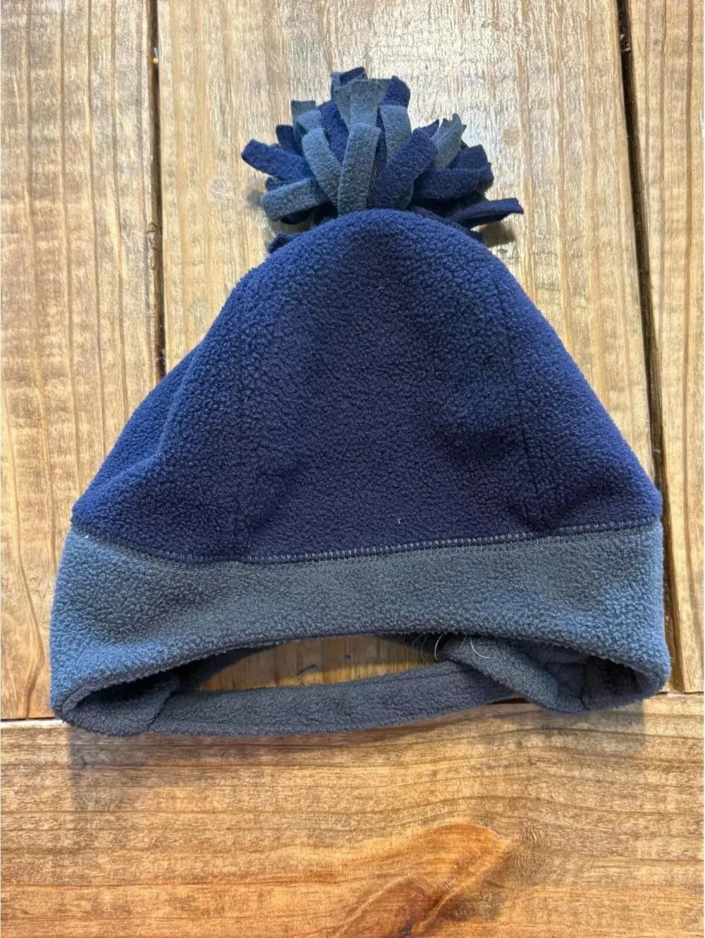 The Children's Place Navy Gray Fleece Pom Pom Beanie Hat, Size 12 24 months Boys