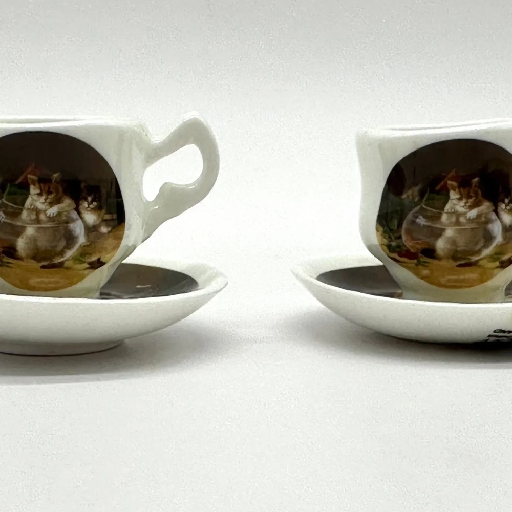Vintage Crownford Made In England Fine Bone China Miniature Tea Set Cats