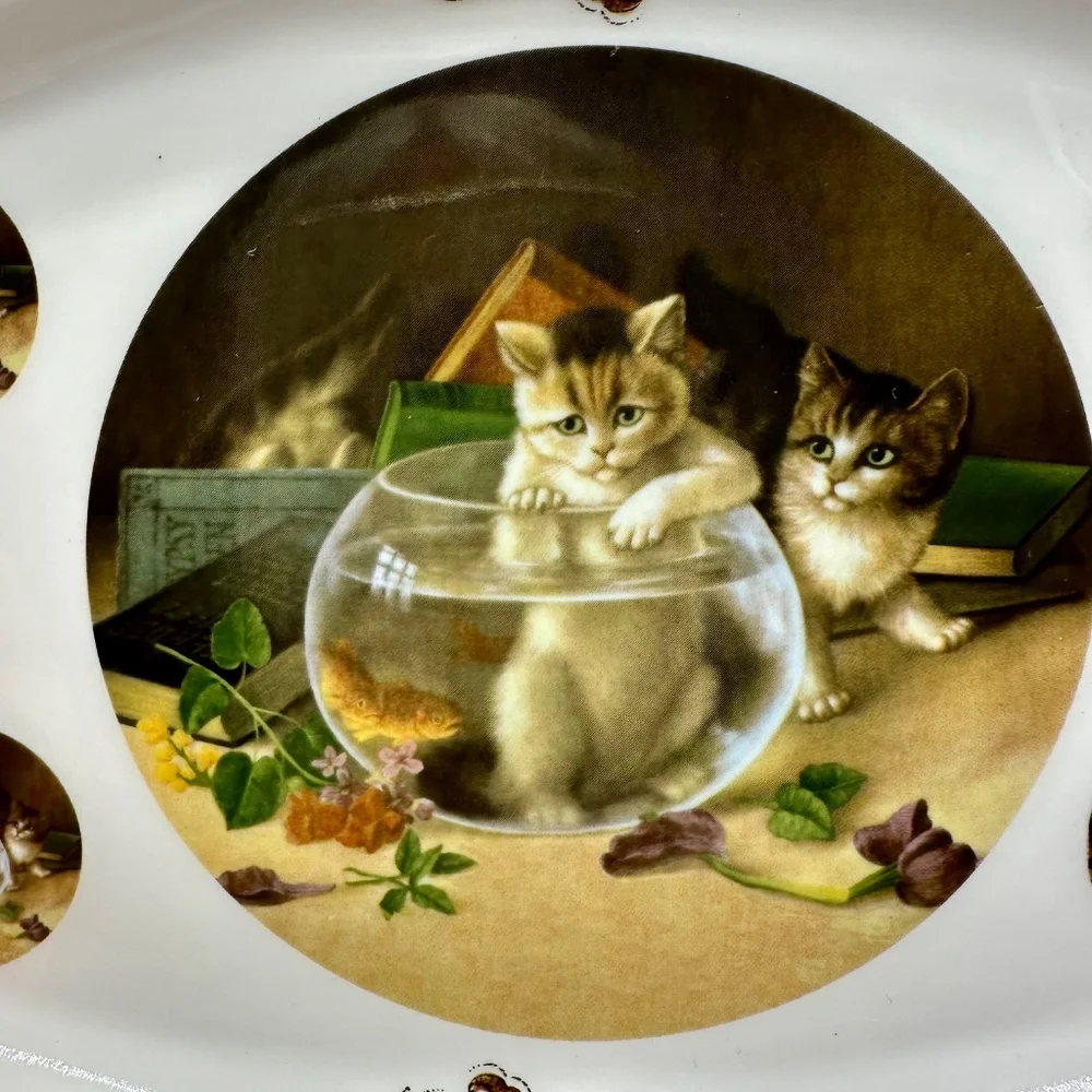 Vintage Crownford Made In England Fine Bone China Miniature Tea Set Cats