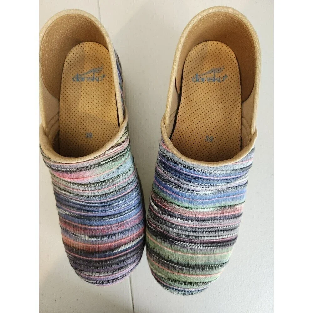 Dansko Woven Striped Clog Espadrille Colorful Sz 39 / US 8.5 - 9 per website