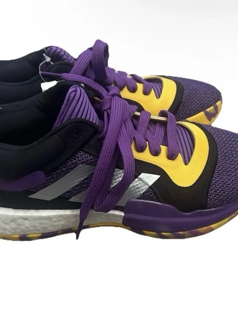 NWT Adidas Marquee Boost Low Purple And Yellow Sneakers Size 7.5