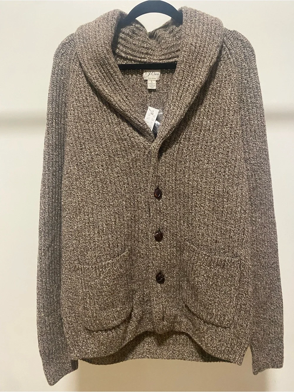 Rugged merino wool-blend cardigan sweater