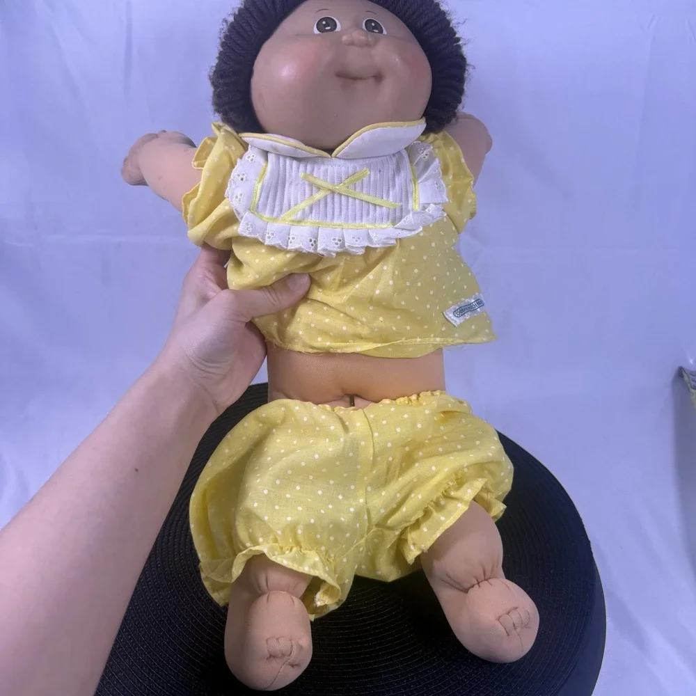 Vintage Cabbage Patch Kids Doll Xavier Roberts Signed Yarn Brown Hair Girl