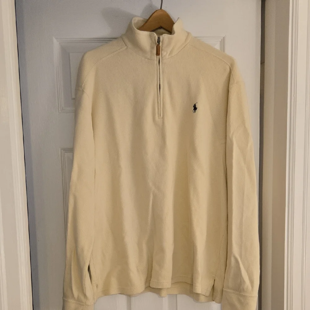 Polo by Ralph Cream Zip-Up Sweater for Men