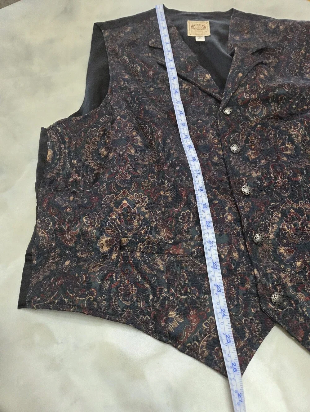 Wah Maker Vintage Frontier Style Waistcoat Vest - Black/Burgundy Size XL