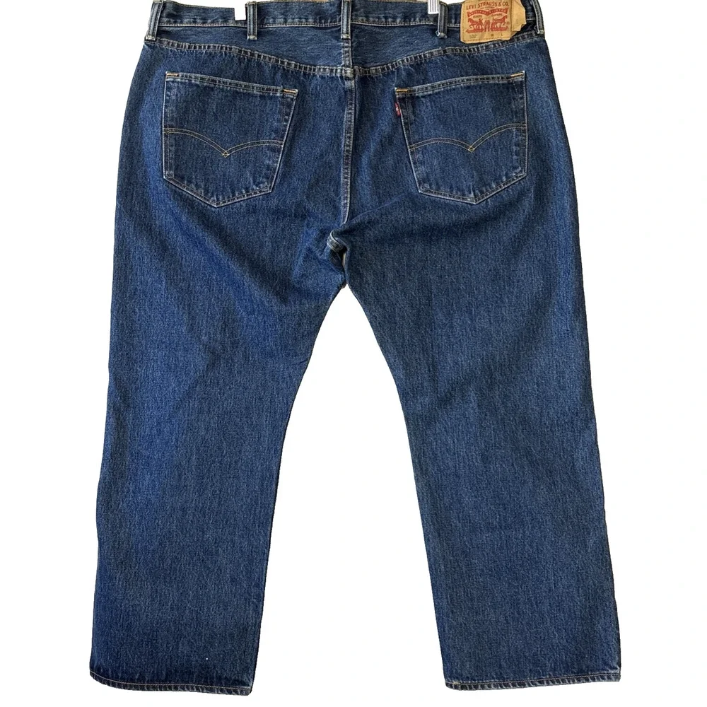 Levis 501 Mens 46x28 (46x27) Button Fly Dark Wash Denim Red Tag