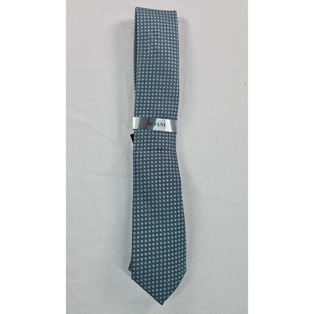 Alfani Mens Tie One Size Hazel Micro-Neat Mint Geometric Pattern Necktie NWT