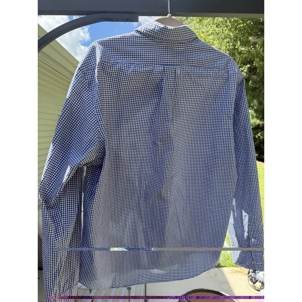 Polo Ralph Lauren Mens XL Blue White Gingham Button Down Shirt Yellow Pony. 5260
