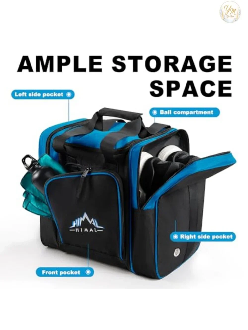Bowling Ball Bag with Padded Holder, Fits Shoes Size 14, Adjustable Strap,