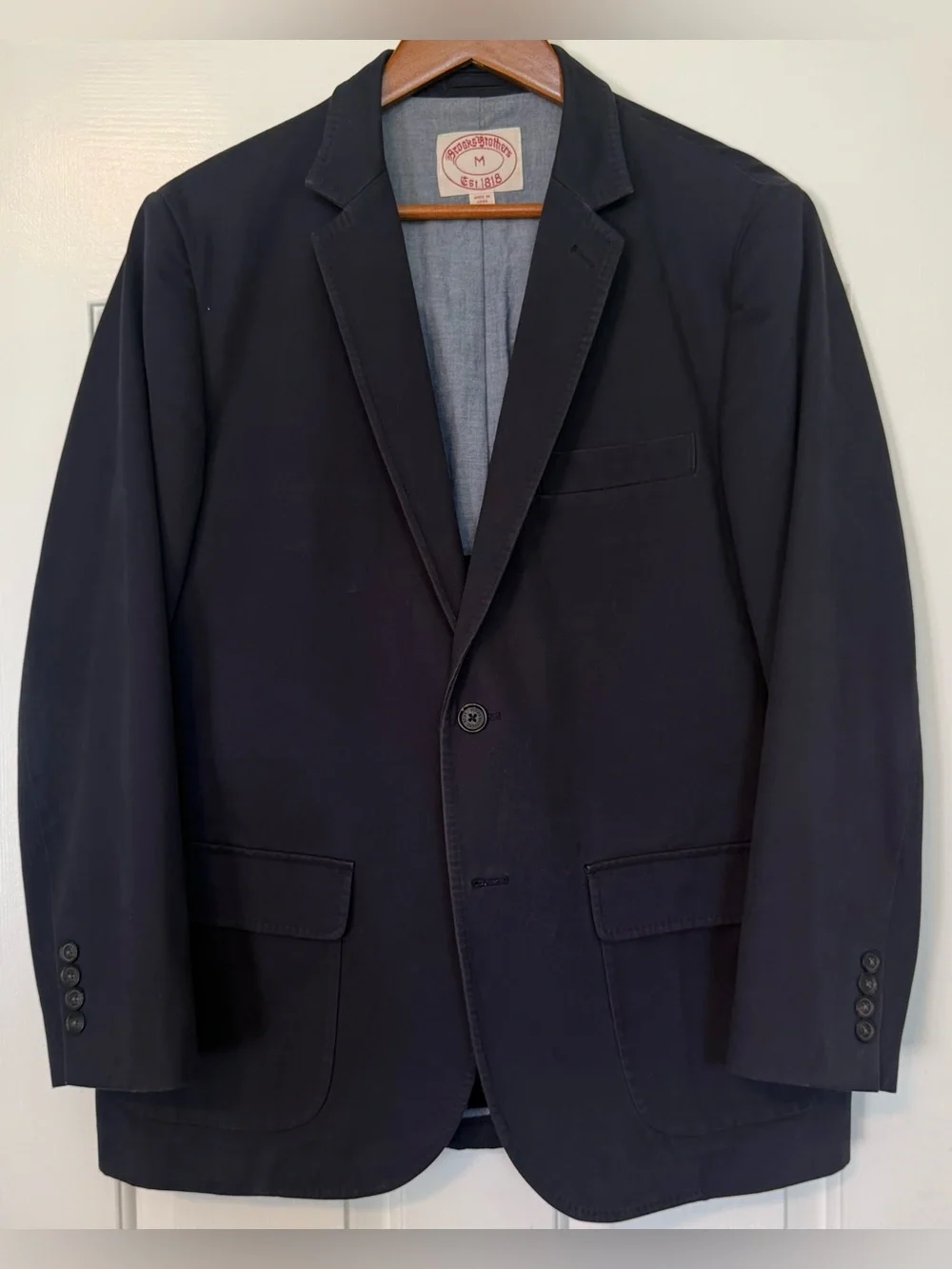 Brooks Brothers Navy 100% Cotton Unstructured Sport Coat Blazer M