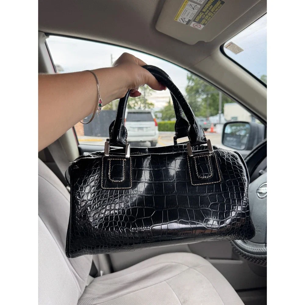 Guess Y2K Rhinestone Bag Black Croc McBling 2000s Bratz It Girl Vintage Purse