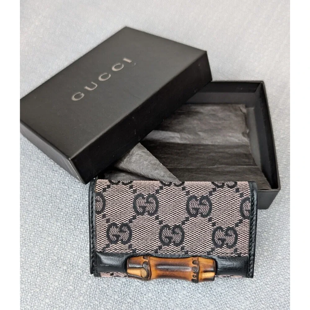 Gucci GG Canvas Bamboo 6 Key Holder Case‎ NEW w/box