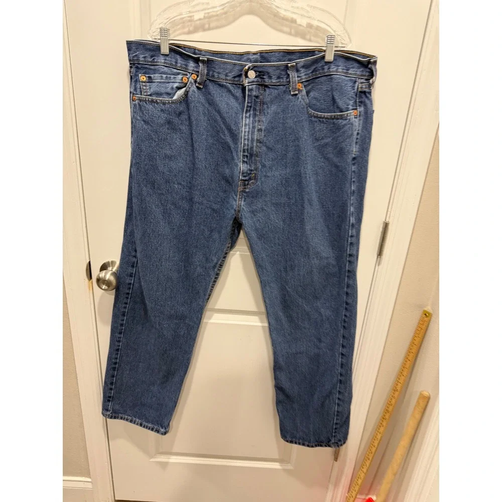 Levi's Mens Jeans 505 Regular Fit Straight Leg Medium Wash Blue 42x29‎