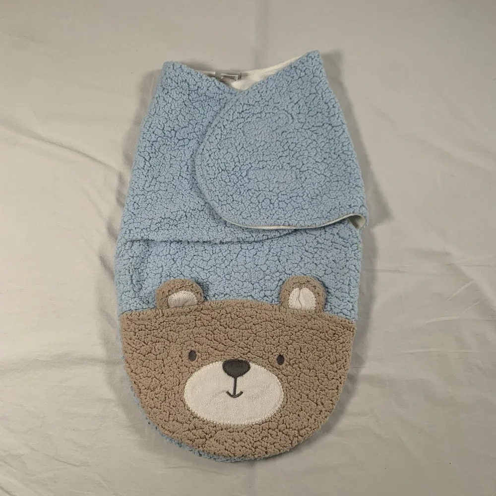 CHICK PEA Size 3-6 Months Baby Swaddle Blanket Cozy‎ Fleece Nursery Bear Papoose