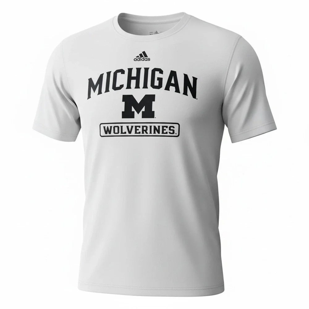 Adidas Michigan Wolverines Mens White Performance Graphic T-Shirt‎