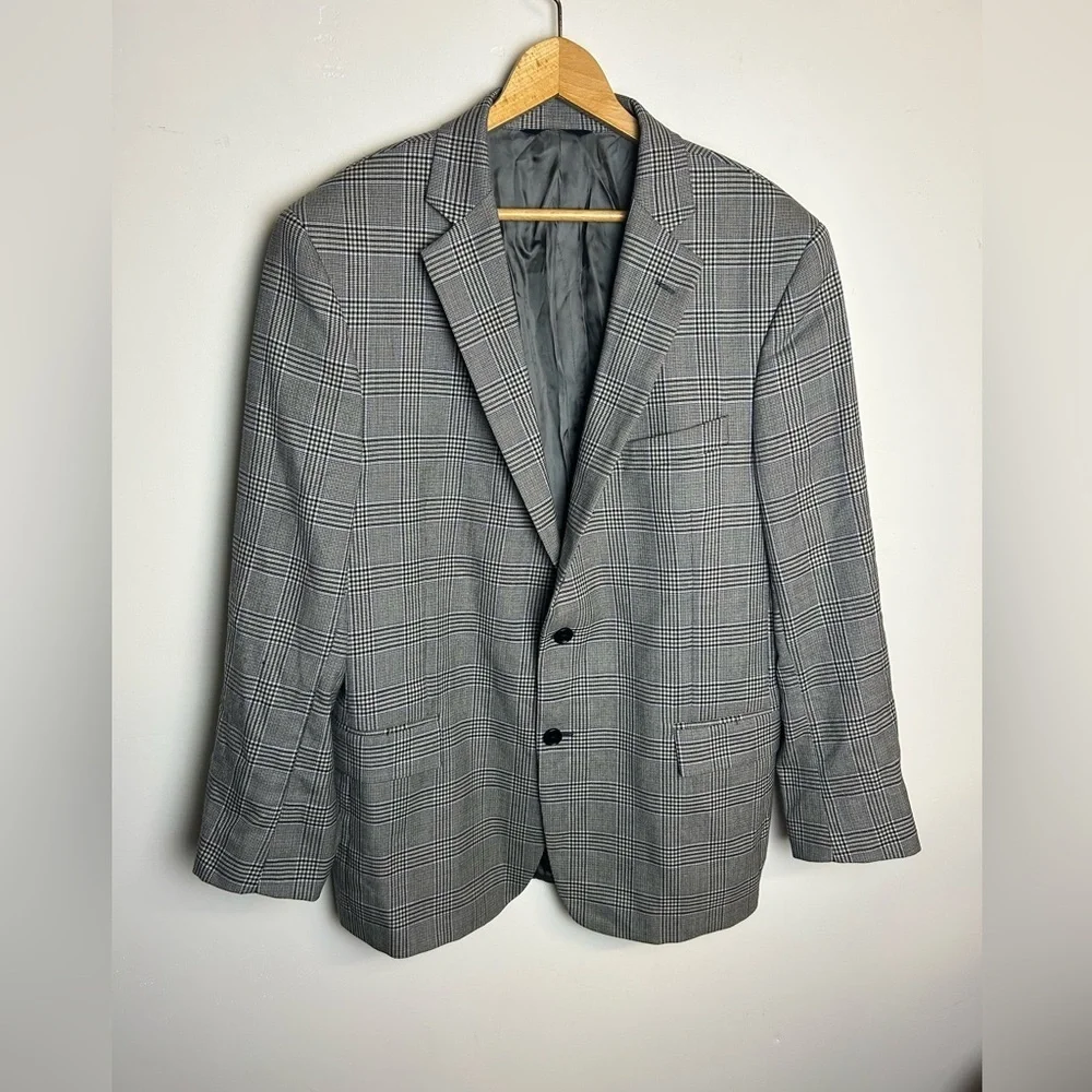 Brook Brothers Regent Fit Sport Coat Blazer Mens Size 44R plaid‎ 100% Wool