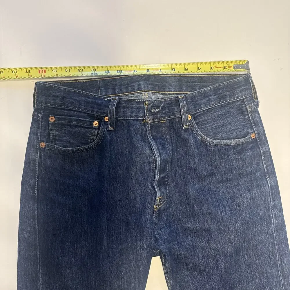 Levi's 501 Men's Jeans Original Fit, Button Fly, Straight, Blue, 32x32 Dark Wash