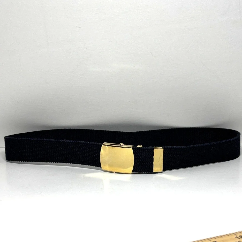 Web Belt Men‎ 34 Navy Blue Good Solid Brass Buckle USA Made Preppy Gorpcore