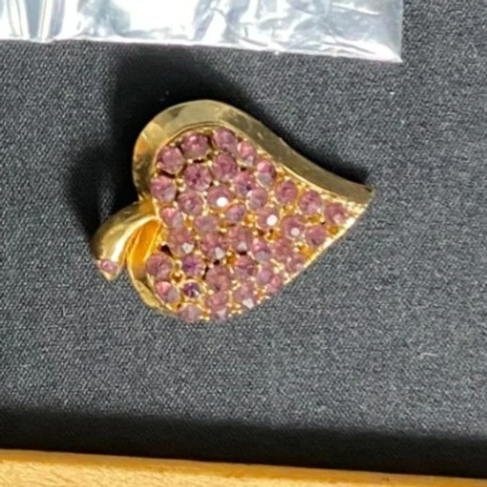 Gold Tone Heart Charm Rhinestone Paved‎ Small Pendant Jewelry Making