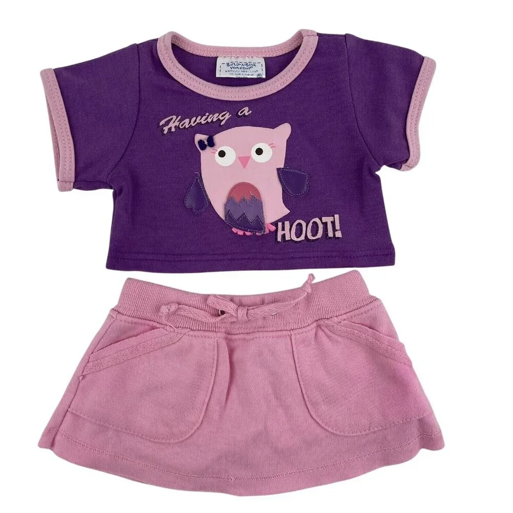 Build A Bear Clothes Pink Purple Owl Shirt Skirt Rainbow Sneakers Having‎ a Hoot