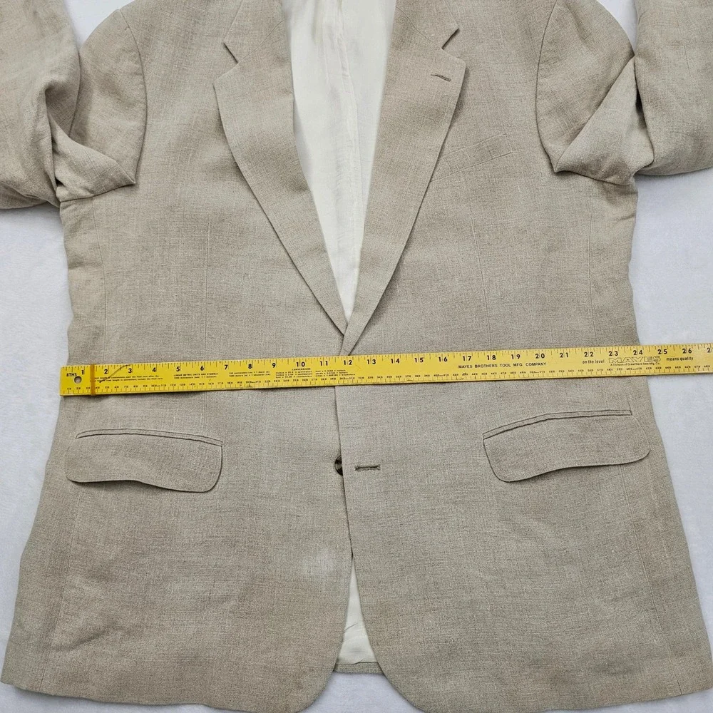 Eddie Bauer Blazer Mens 48R Tan Linen 2 Button Sport Coat Tall‎ Coastal Preppy