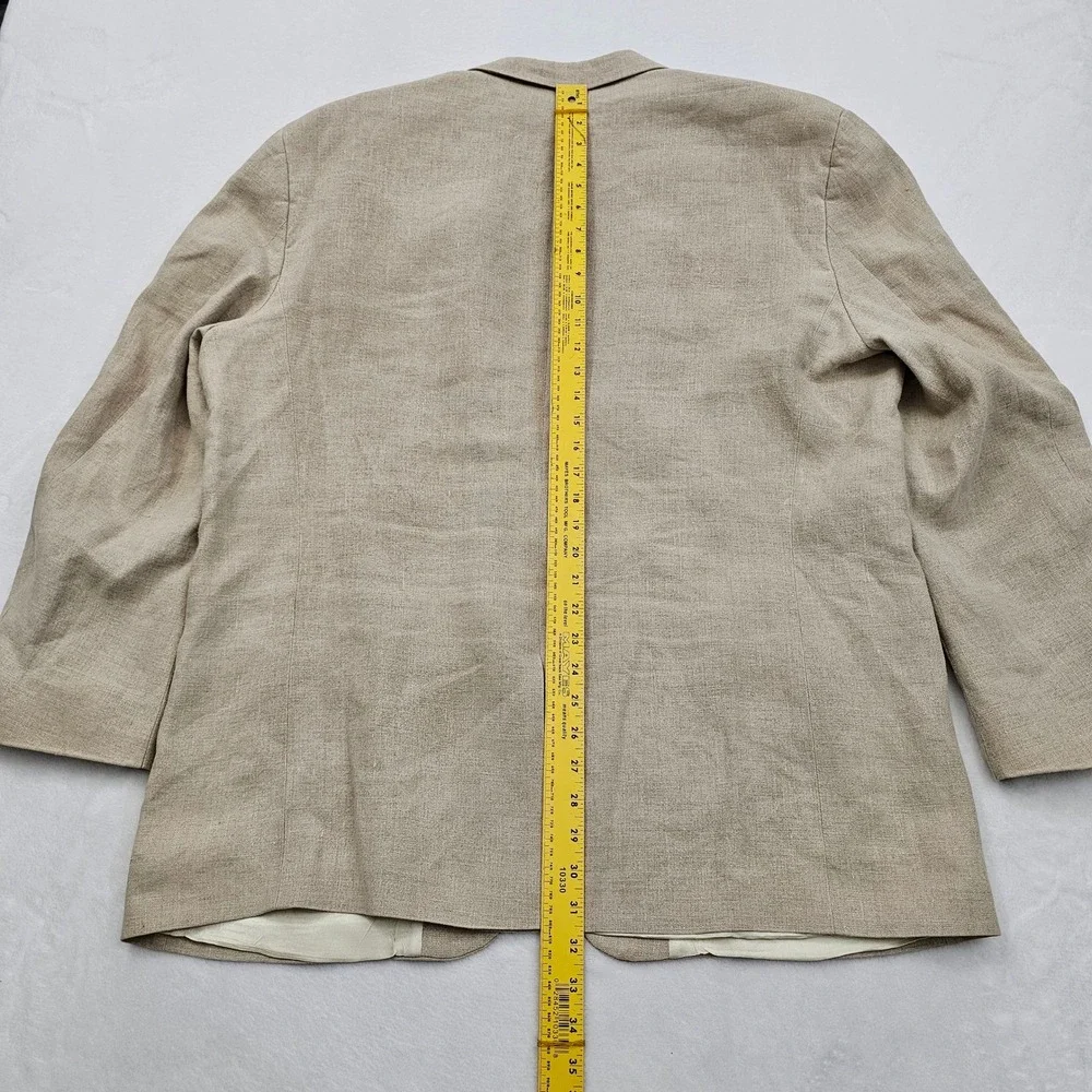 Eddie Bauer Blazer Mens 48R Tan Linen 2 Button Sport Coat Tall‎ Coastal Preppy