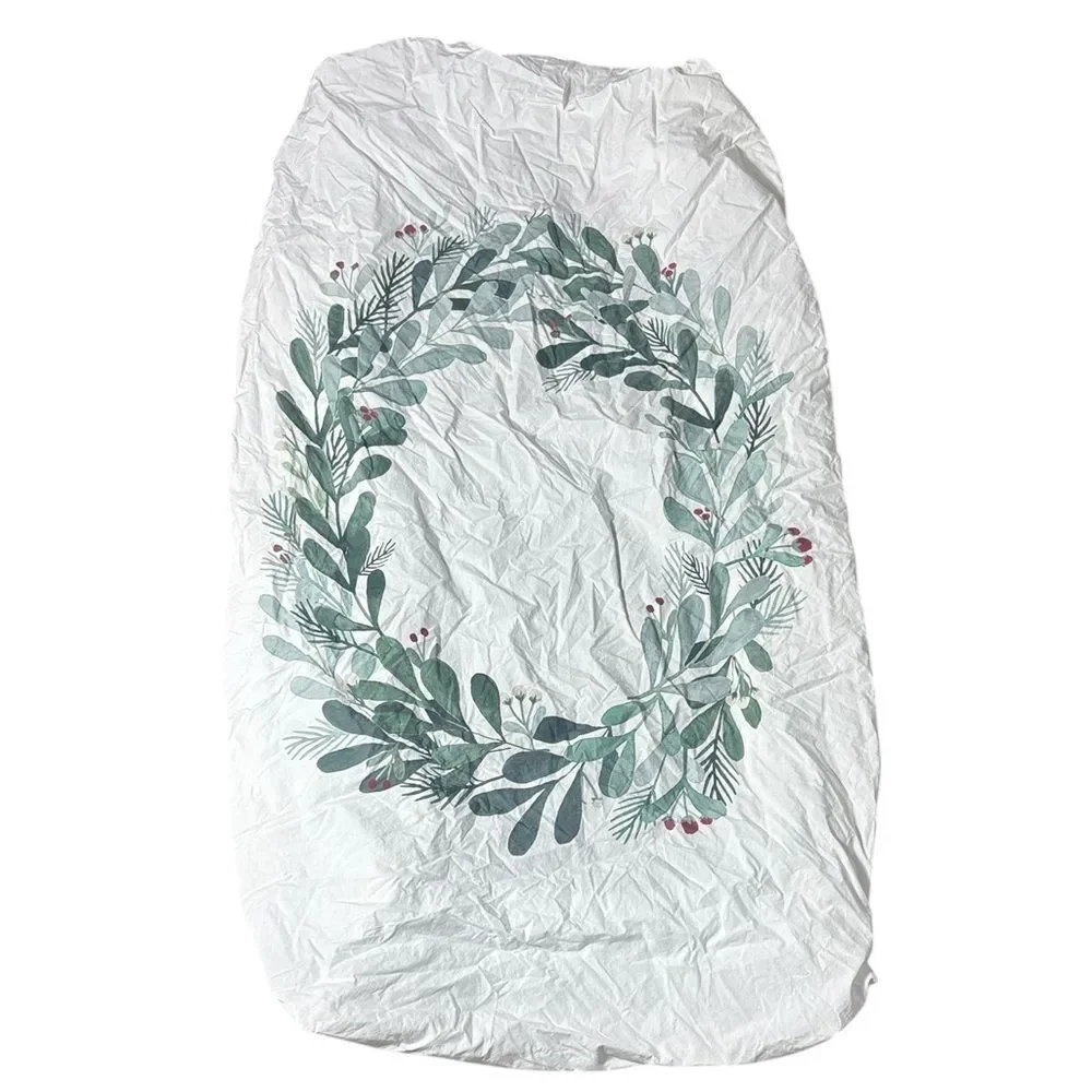 Pottery barn kids crib sheet picture perfect‎ holiday wreath foliage cotton