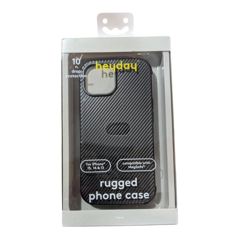 M6. Heyday Magsafe Compatible Rugged Phone Case‎ For Apple iPhone 15/14/13 Black
