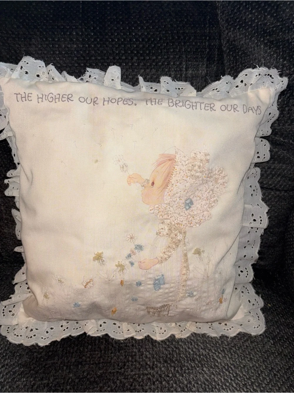 Handmade Precious Moments Embroidered Pillow 12x12