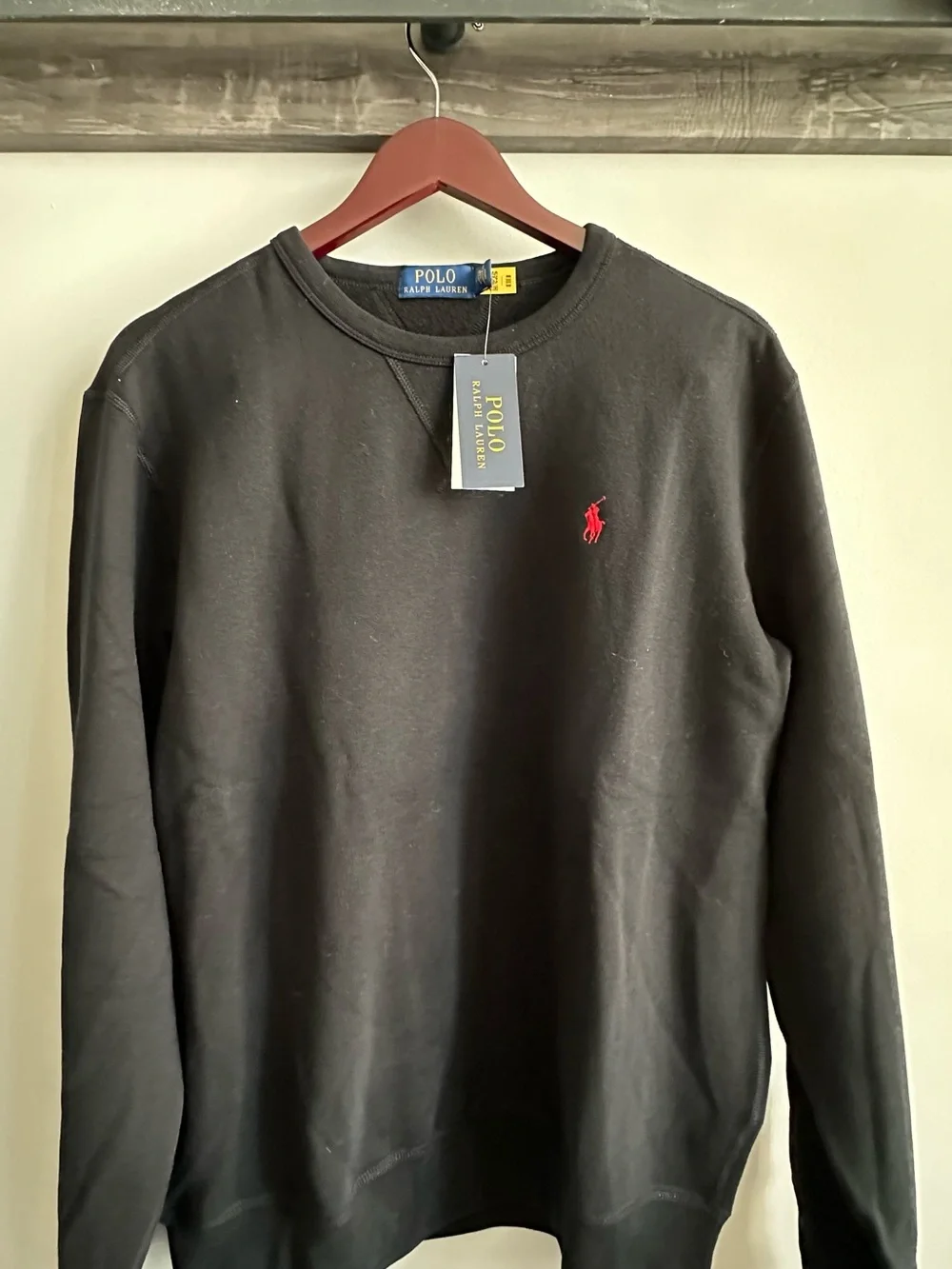 NWT Polo by Ralph Lauren Men’s Black Crewneck Sweatshirt with Red Detail