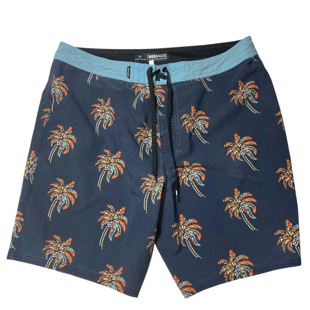 Rip‎ Curl Mirage Ultimate Stretch Boardshorts Palm Trees Blue Mens Size 36