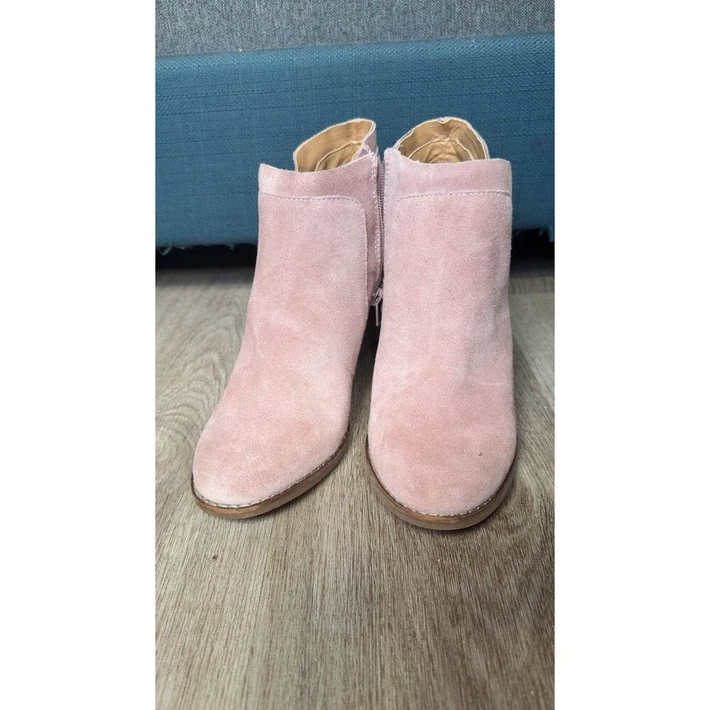 Pink Suede Ankle Boots with Zipper