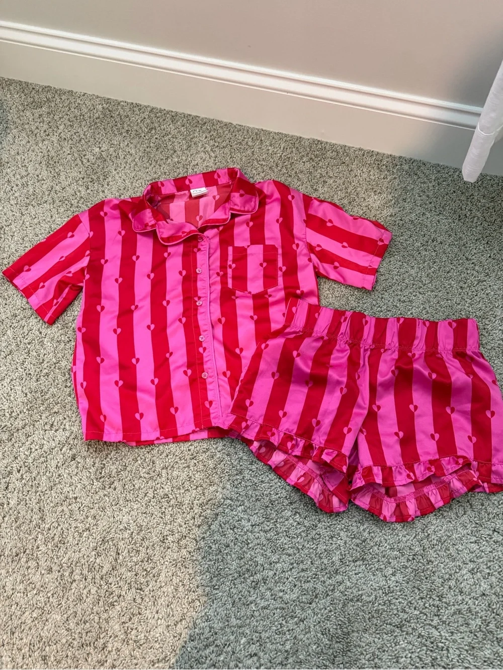 art class Hot Pink and Fuchsia Striped Heart Pajama Set