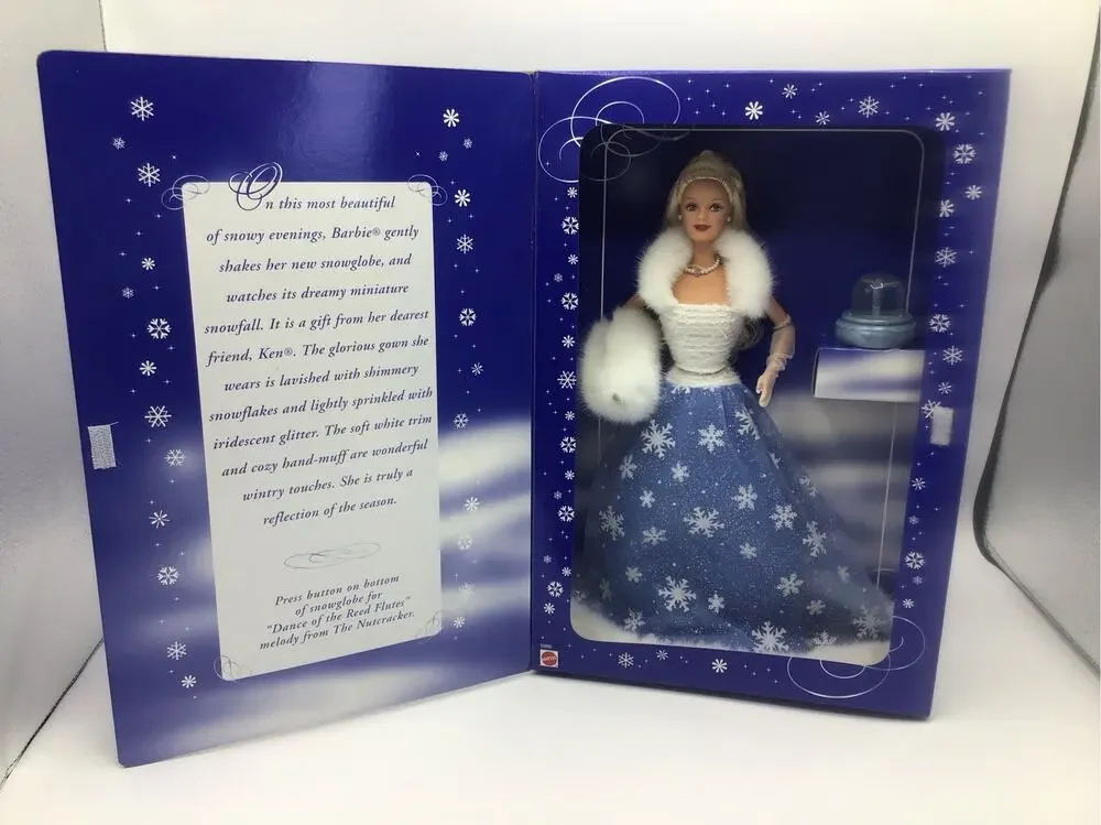 1999 Mattel Snow Sensation Barbie Doll Mini Snowglobe NRFB NIB 23800 Blue Gown