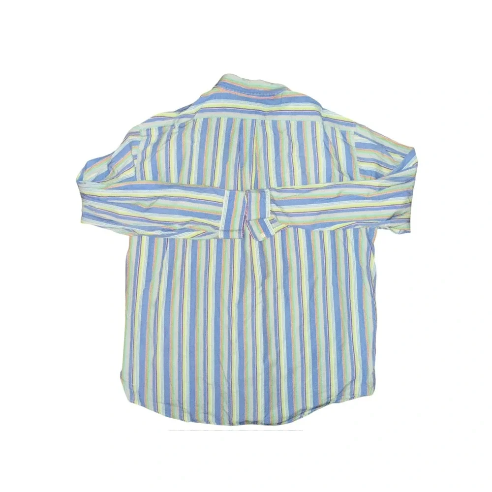 Vtg J. Crew Striped Button Down‎ Shirt Long Sleeve  XL Red Man Oarsman Hong Kong