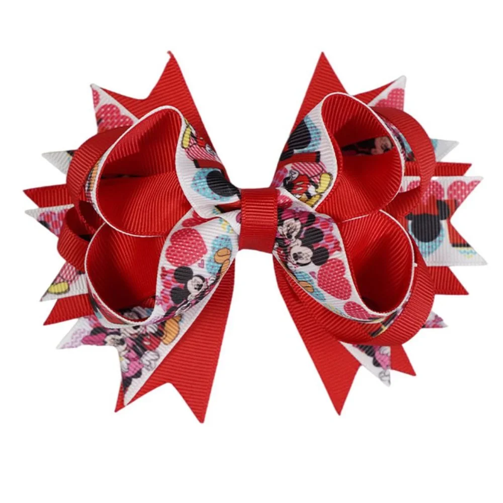 Mickey Minnie Mouse Girls Hair Bow Clip 5 Inches