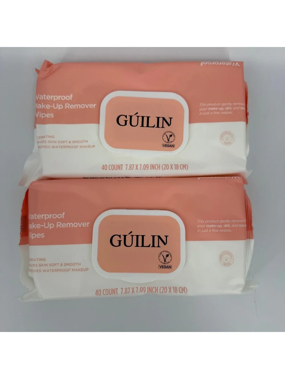 Lot of 2 Hard to Find Guilin Waterproof Makeup Remover Wipes Skincare 40 Count